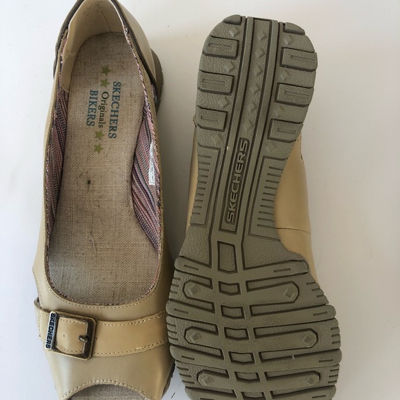 Skechers Bikers Women’s Peep Toe Flats Sz 8 - Picture 5 of 6